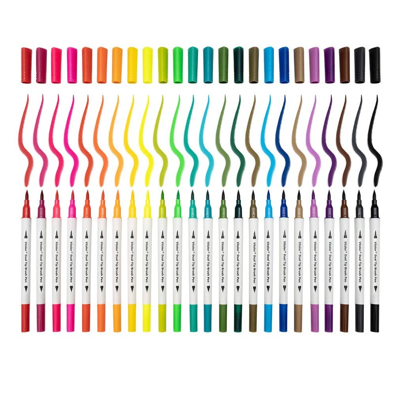 Vitoler Colored Markers Dual Tip Brush Pens,Fine Tip Markers & Fine Point Art Pens for Adult Coloring Drawing Planner Art Craft Supplies (24 Brush Pens Set) - Image 4